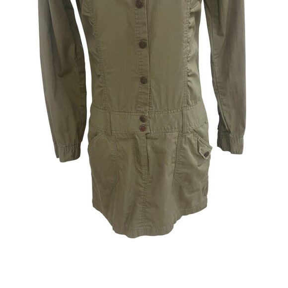 Deuce Jeans Utility Shirt Dress Army Green Button Front Cotton Safari Gorpcore M - Picture 6 of 12